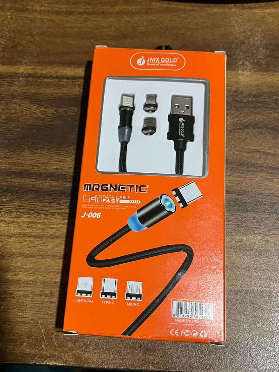 Magnetic Charging Cable 3 in 1 Metal Magnetic Micro USB Type C Lighting Cable with LED, Multiple Charging Adapters for All Android and all Smartphones (Compatible with All Android and iPhone Smartphones, Tablet, PC, Mobile