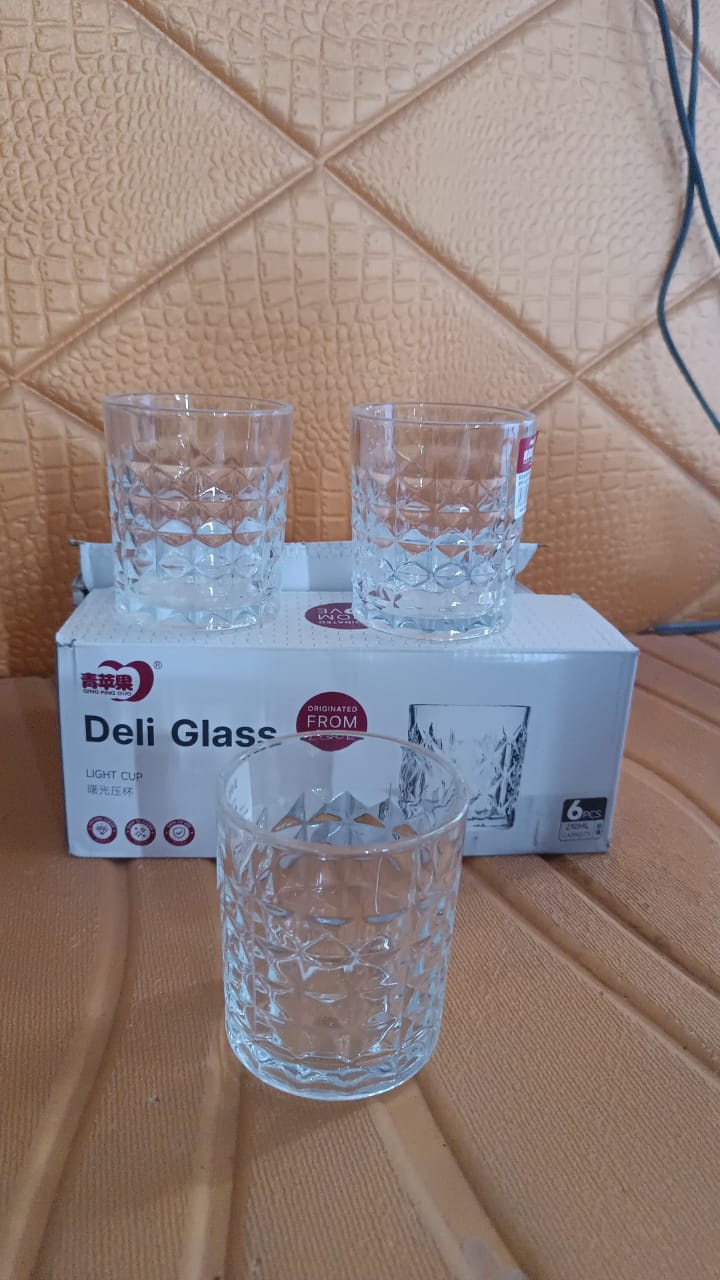 Premium Crystal-Style Glass Tumbler Set (6 Pc / 210 ML)