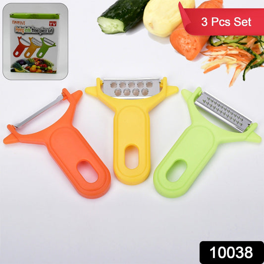 Peeler Slicers Shredders for Fruits and Vegetables, Cutter, Grater Kitchen Helper, Potato Fruits Peeler, Stainless Steel Sharp Blade with Non-Slip Handle (3 Pcs Set)