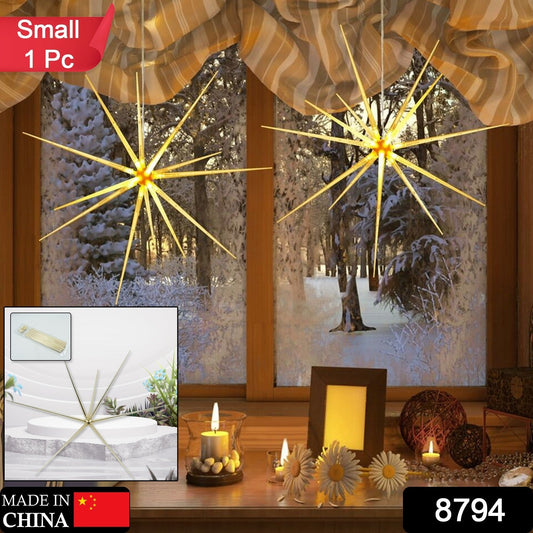 3D Gold Star Hanging Decoration Star, Acrylic Look Hanging Luminous Star for Windows, Home, Garden Festive Embellishments for Holiday Parties Weddings Birthday Home Decoration (Small)