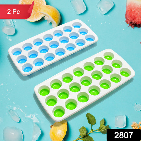 21 Cavity Up Ice Cube Trays-Easy Release, Flexible Silicone Bottom - Stackable, BPA Free, Food Grade - for Convenient Freezer Ice Making (2 Pc Set)