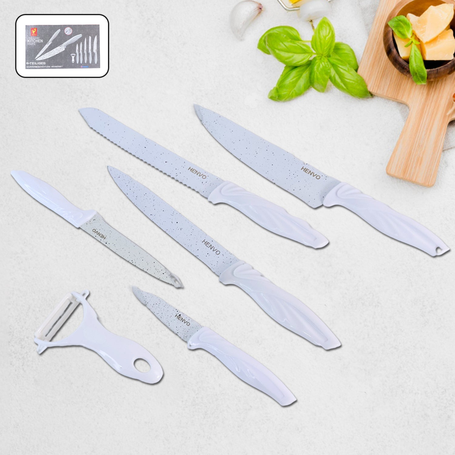 Marble Coated Kitchen Knife Set