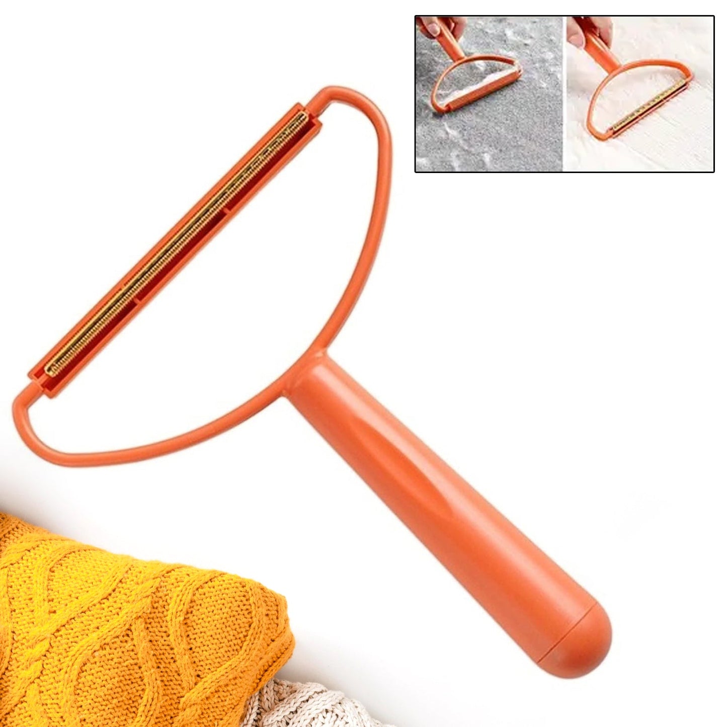 2-in-1 Portable Lint Remover – Long-Handle Brush & Sticky Roller for Clothes, Furniture & Carpets (1 Pc)