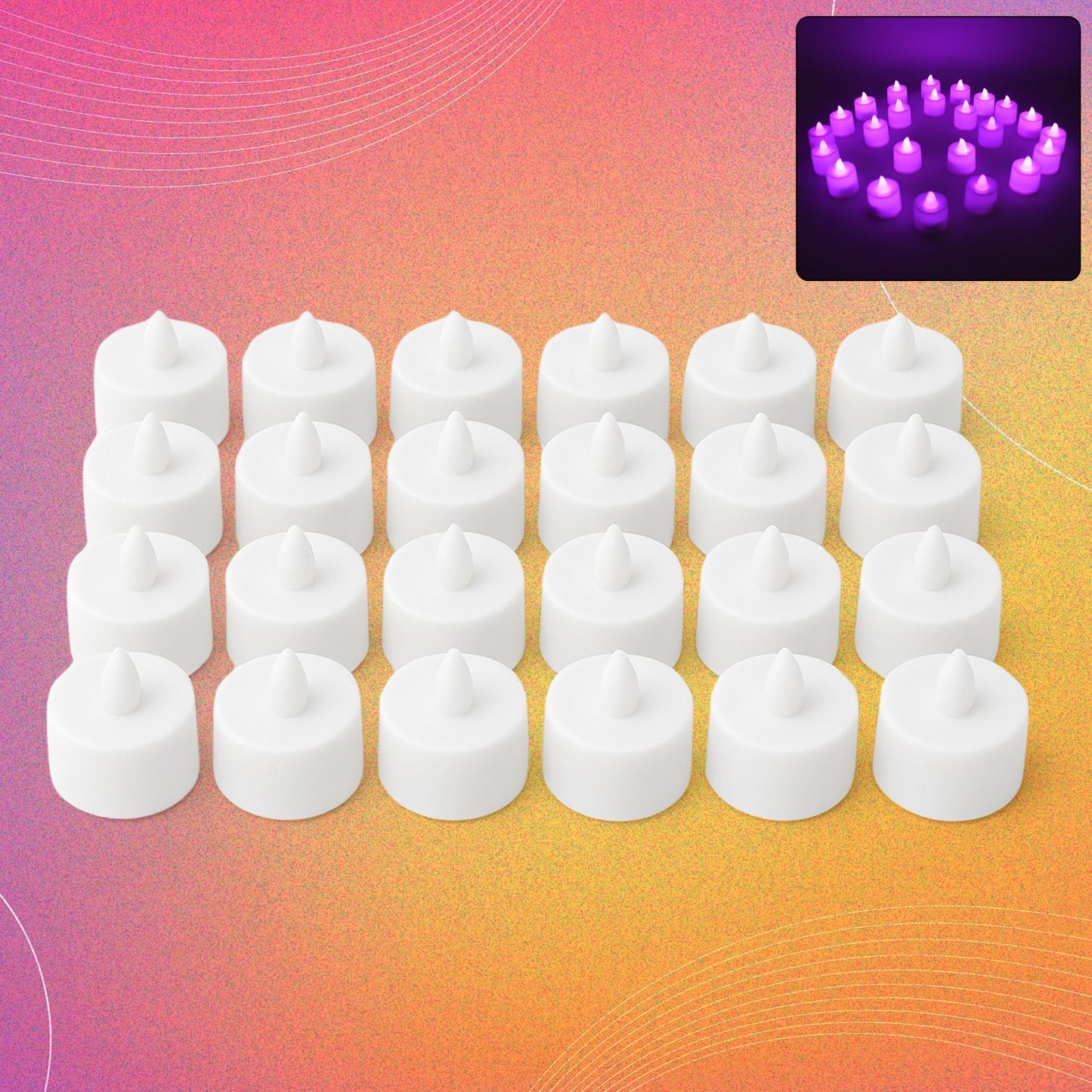 Flameless LED Tealights, Smokeless Plastic Decorative Candles - Led Tea Light Candle For Home Decoration (Pack Of 24)