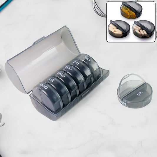Weekly Pill Organizer 2 Times a Day Travel 7 Day Pill Box Twice a Day Daily Medicine Pill Case with Large Compartments