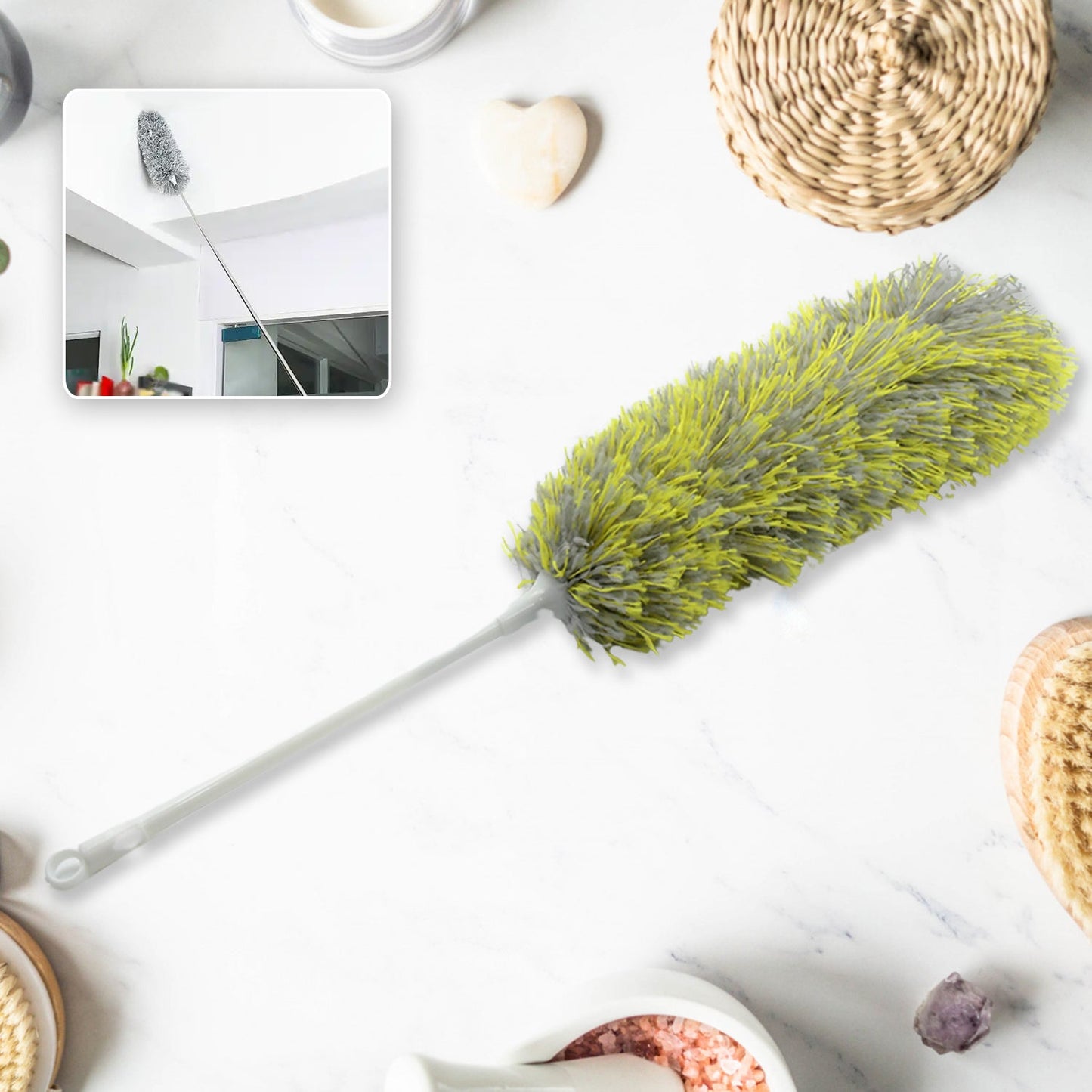 Long Handle Microfiber Duster – Extendable & Washable Cleaning Tool for Home, Car & Office (62cm)