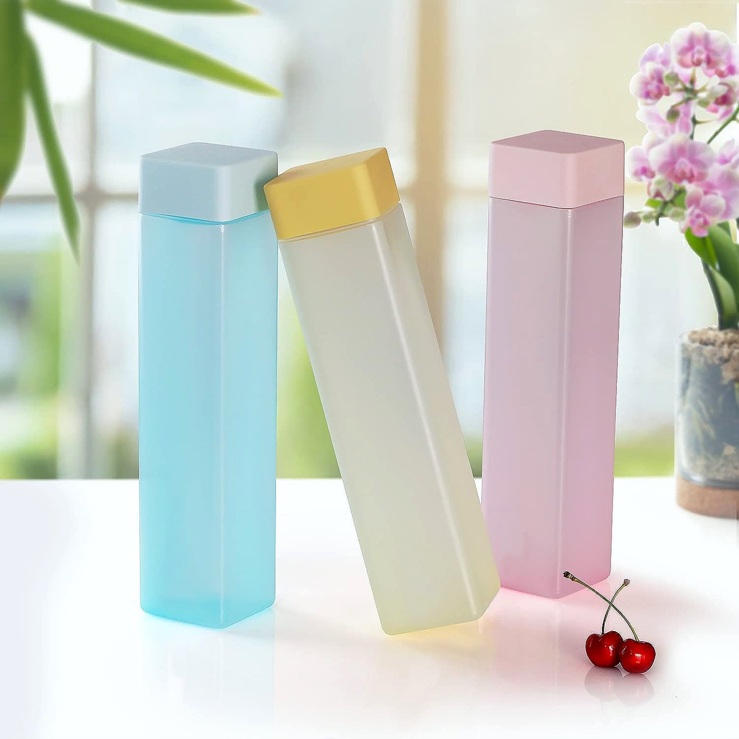 Square Plastic Water Bottle - 1000ml Leakproof BPA-Free Container for Office, Gym & Home (1 pc)