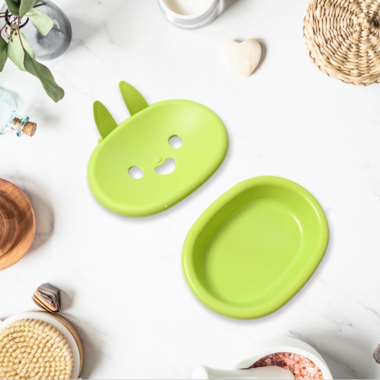 Soap Box Drain soap Box Cute Rabbit Shape Double soap Bowl Box Plastic Rack Storage Rack Bathroom Toilet Storage Box ,Sabudani