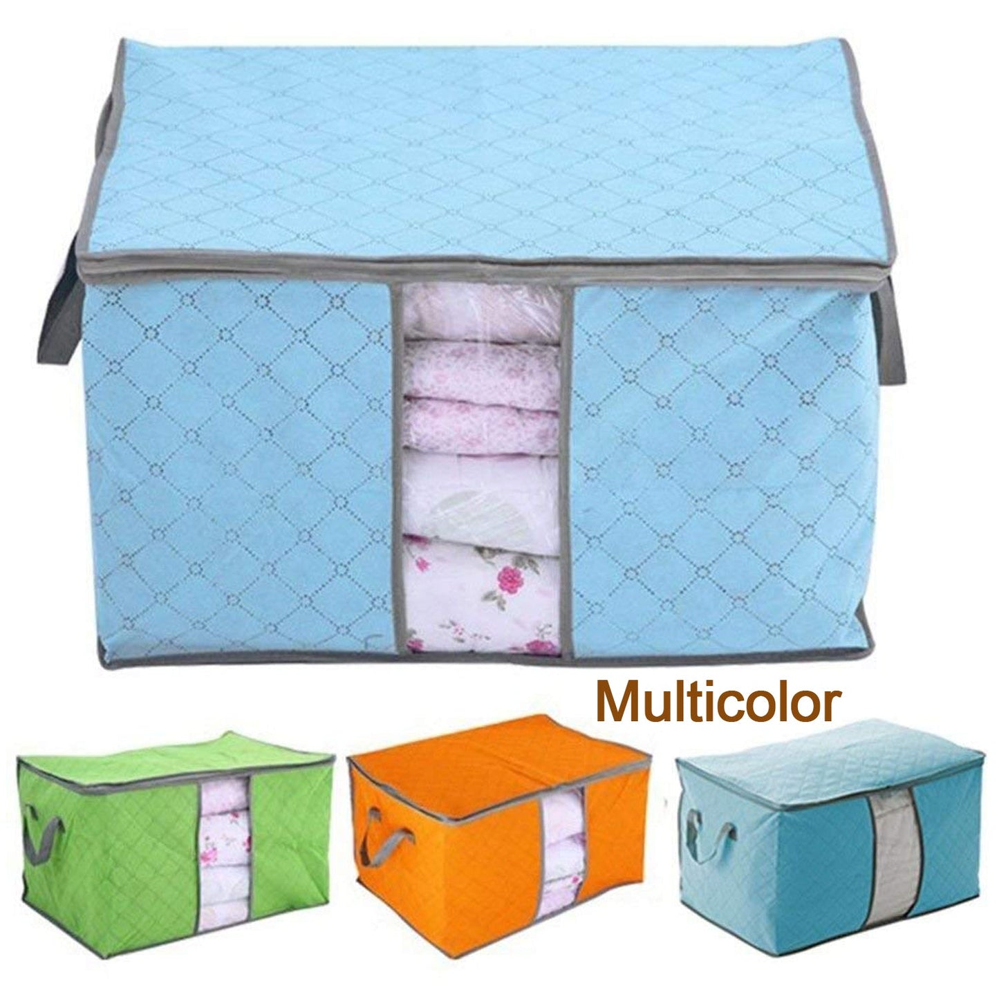 Premium Quilted Foldable Storage Bag with Transparent Window