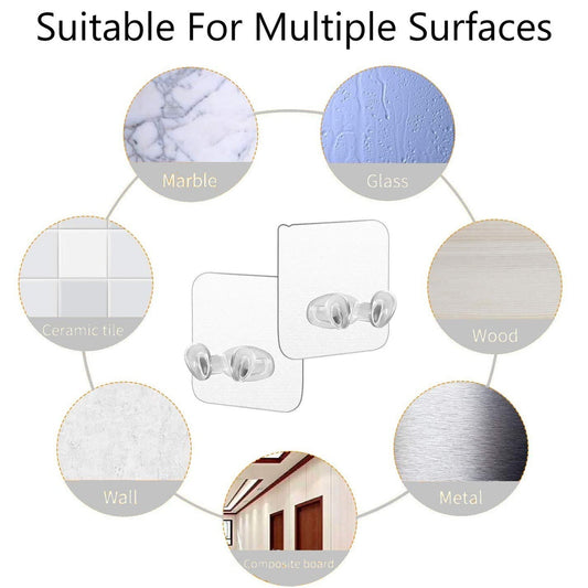 Transparent Self-Adhesive Wall Hook – Drill-Free, Waterproof & Oil-Proof for Toothbrush, Socket (1 Pc)