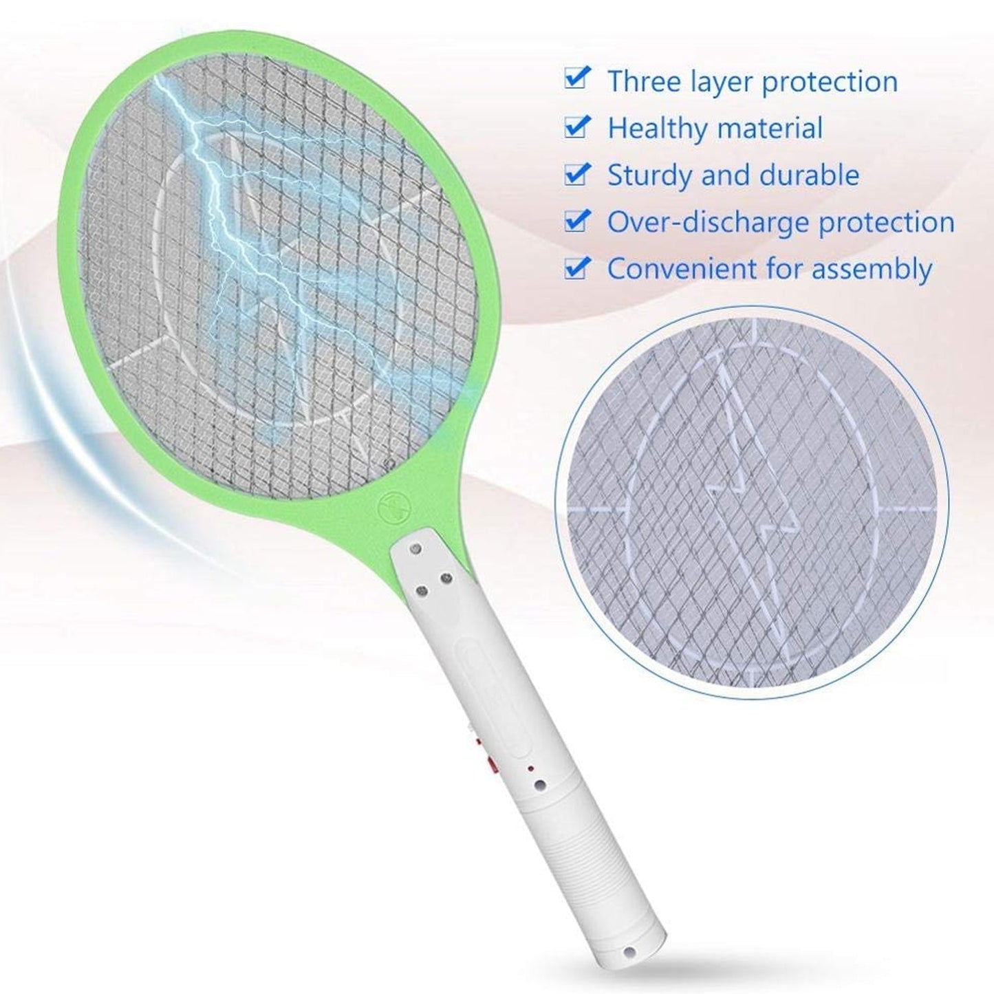 Rechargeable Mosquito Killer Racket – Handheld Electric Fly Swatter with Cable (Quality Assured, with cable)