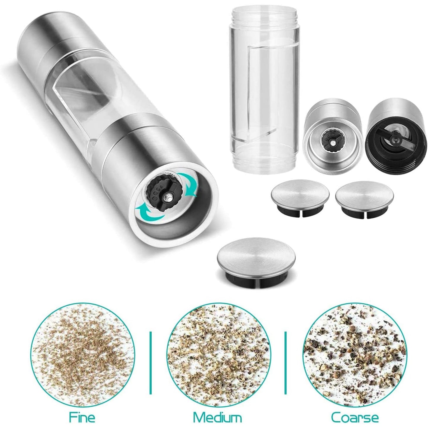 2-in-1 Stainless Steel Salt and Pepper Grinder