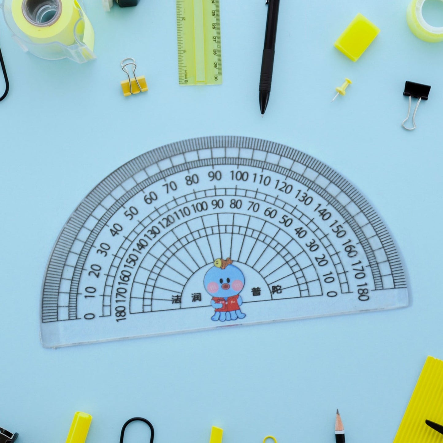 Multipurpose Transparent Plastic Protractor Set (3 Pcs Set)