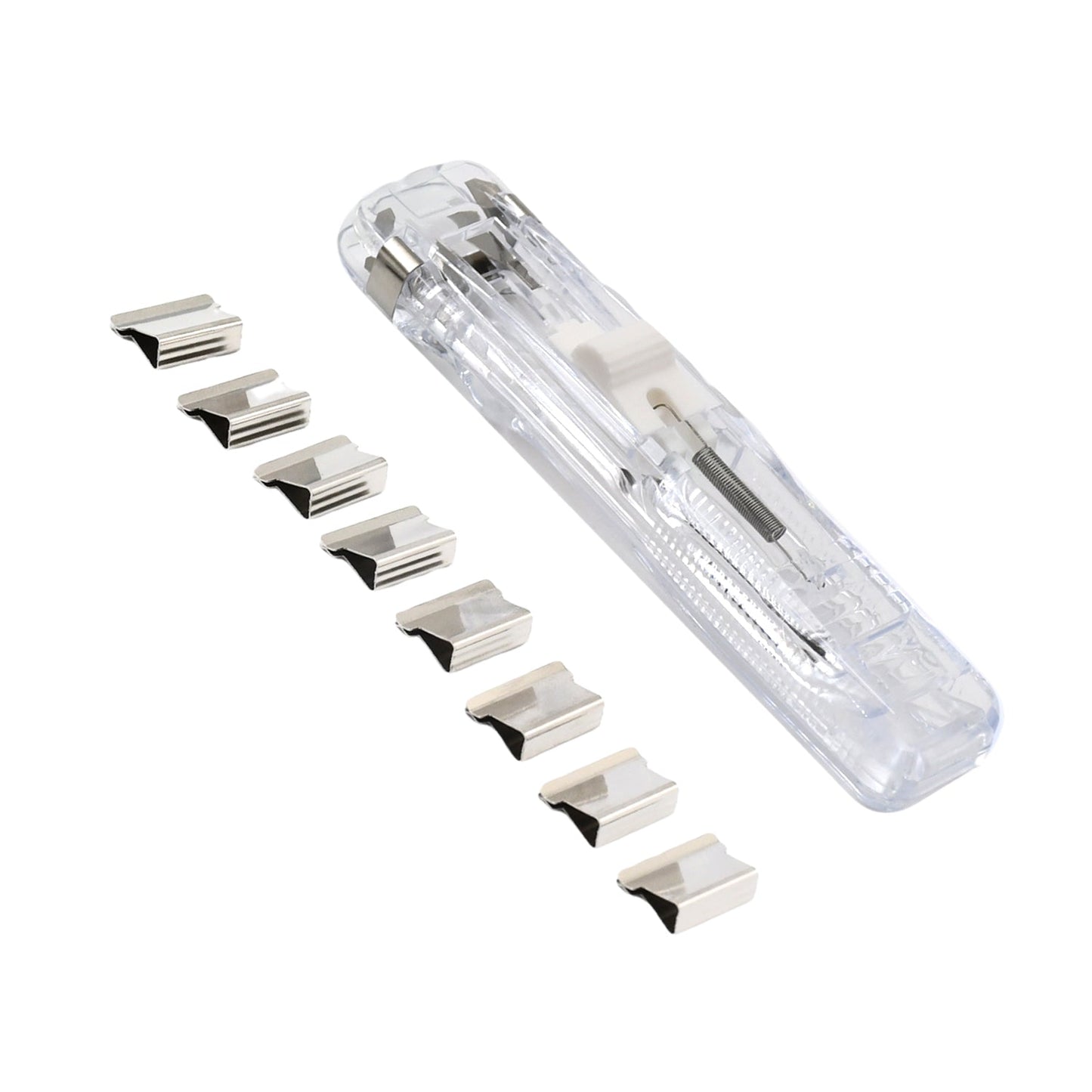 Portable Paper Clamp With 8 Pcs Clip Dispenser Handheld Paper Fast Clam (1 Set)