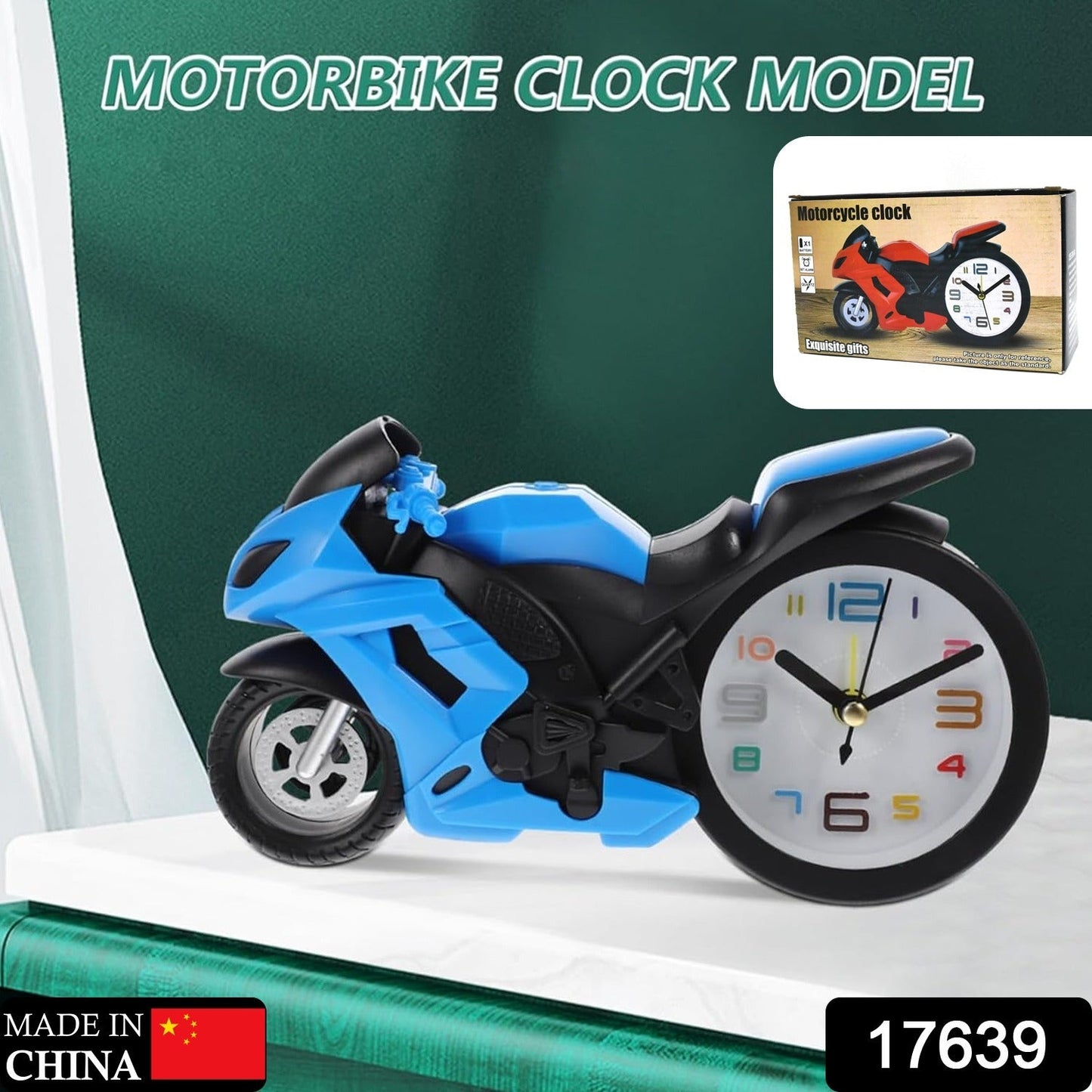 Retro Motorcycle Alarm Clock – Novelty Bike Engine Style Desk Clock