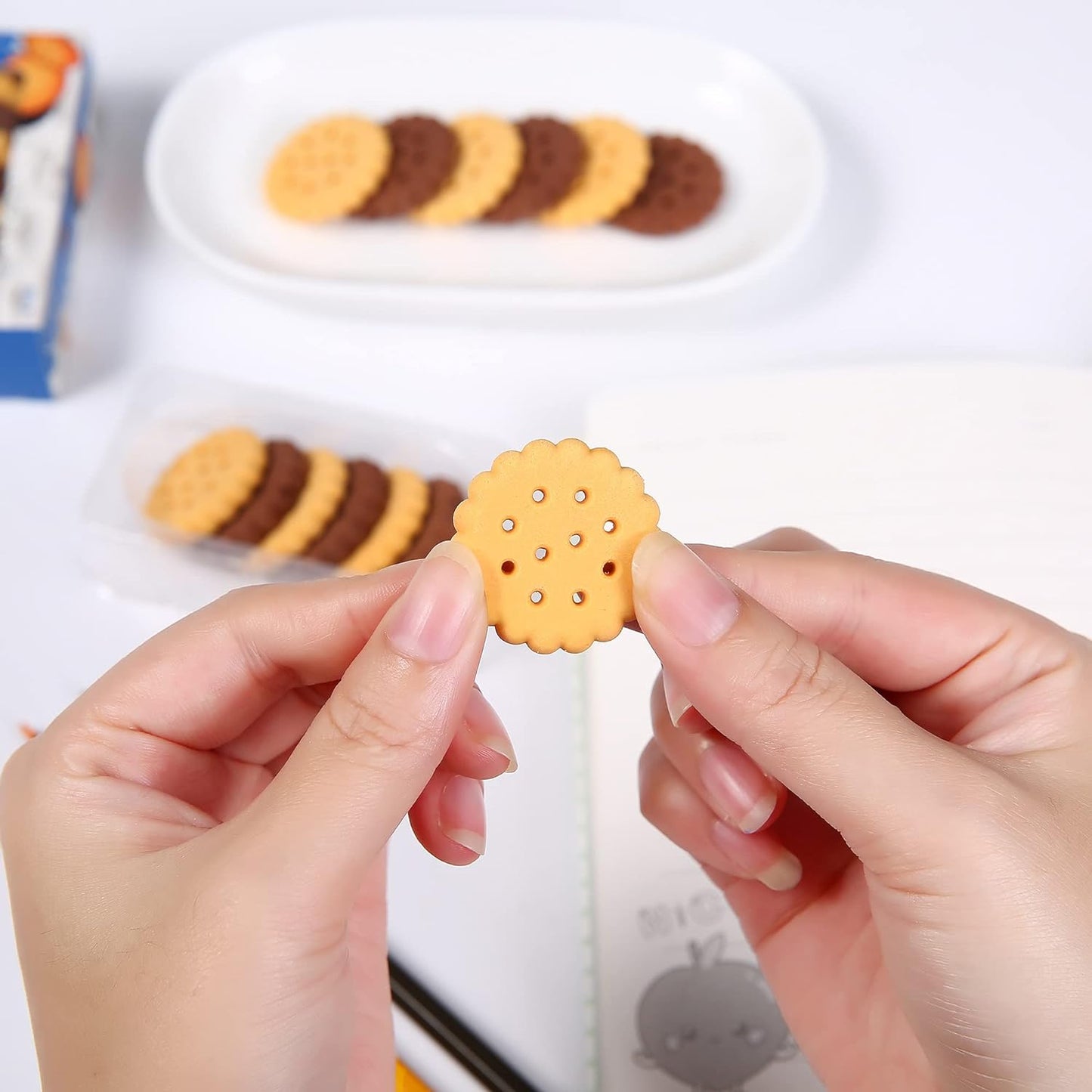 Biscuit-Shaped Erasers | Fun Rubber Stationery for Kids | Creative Birthday Gift Toy (6 Pcs Set)