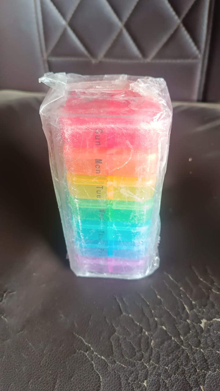 Weekly 7 Day Rainbow Color Pill Organizer Box