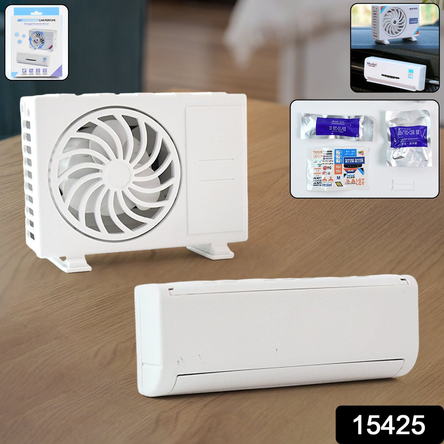 AC Design Solar-Powered Car Air Freshener: Built-in Perfume Diffuser for Dashboard and AC Vent