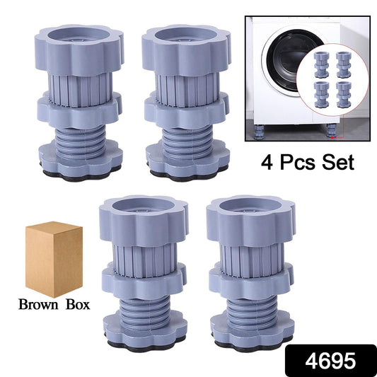Adjustable Anti-Vibration Washing Machine Support Stand – Non-Slip PVC Lifting Stand (4 Pc Set)