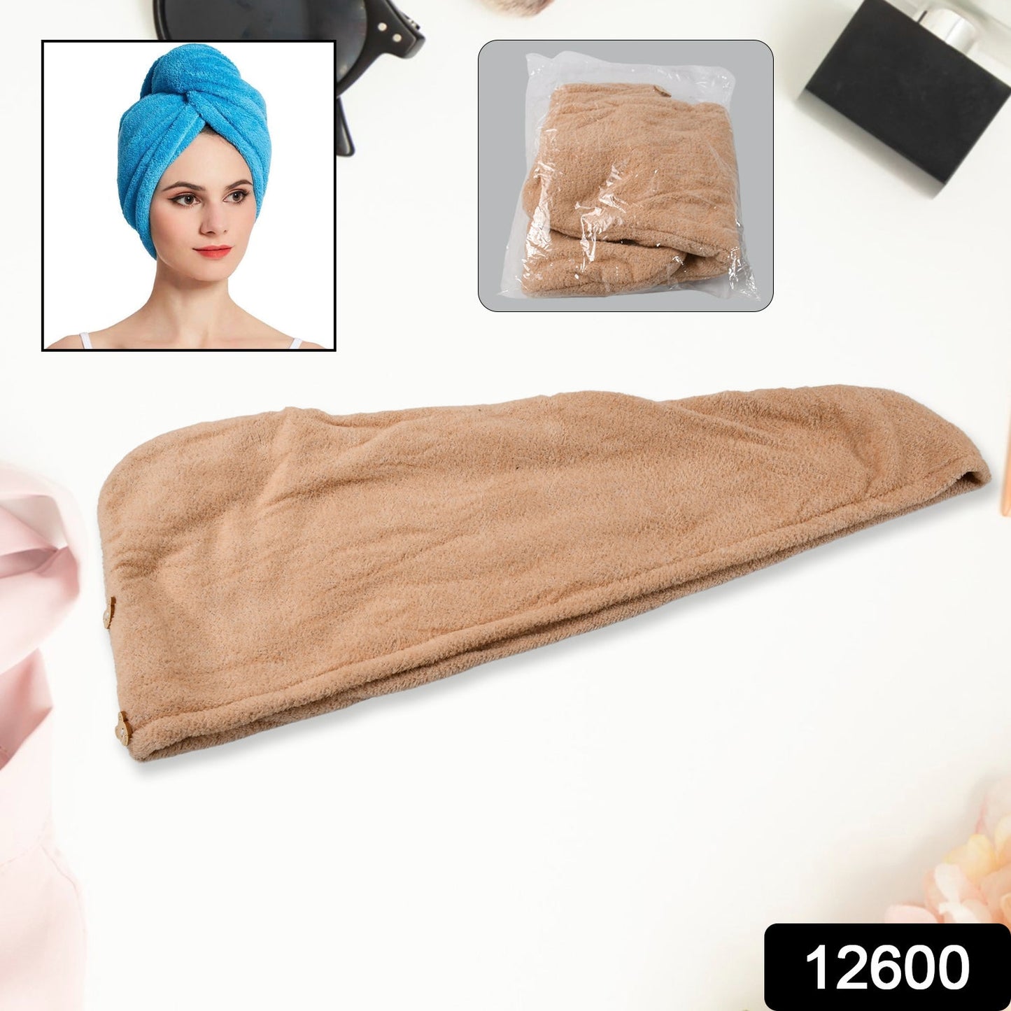 Microfiber Hair Wrap Towel Cap – Quick-Dry, Absorbent Turban Cap (1 Pc), Hair accessories